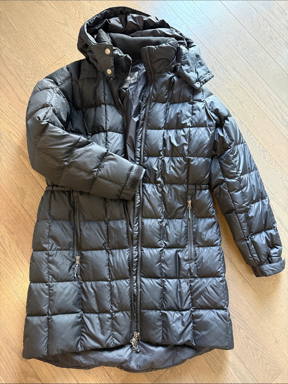 Womens Quilted Hooded Puffer Coat - Black